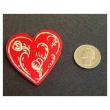 Lot of VTG Heart Pins Inc 12K GF Gold Love Heart Locket Pendant w Bow Charm - Hand-Painted Orchid Front & Laurel Burch "Dove Heart" Brooch & More!