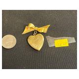 Lot of VTG Heart Pins Inc 12K GF Gold Love Heart Locket Pendant w Bow Charm - Hand-Painted Orchid Front & Laurel Burch "Dove Heart" Brooch & More!