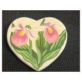 Lot of VTG Heart Pins Inc 12K GF Gold Love Heart Locket Pendant w Bow Charm - Hand-Painted Orchid Front & Laurel Burch "Dove Heart" Brooch & More!