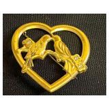 Lot of VTG Heart Pins Inc 12K GF Gold Love Heart Locket Pendant w Bow Charm - Hand-Painted Orchid Front & Laurel Burch "Dove Heart" Brooch & More!