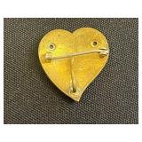 Lot of VTG Heart Pins & Brooches Inc Locket Pendant & Angel Leaf Charm
