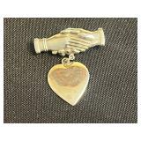 Lot of VTG Heart Pins & Brooches Inc Locket Pendant & Angel Leaf Charm