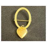 Lot of VTG Heart Pins & Brooches Inc Locket Pendant & Angel Leaf Charm