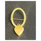 Lot of VTG Heart Pins & Brooches Inc Locket Pendant & Angel Leaf Charm