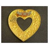 Lot of VTG Heart Pins & Brooches Inc Locket Pendant & Angel Leaf Charm