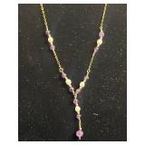 14K GF Gold-Filled Amethyst Bead Necklace with Pearl Accents & Earrings Set
