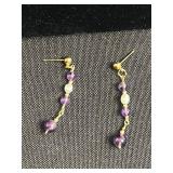 14K GF Gold-Filled Amethyst Bead Necklace with Pearl Accents & Earrings Set