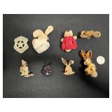 St. Paul Police Badge Pin & Gold-Tone Fairy & Bunny Brooches Inc Sarah Coventry & More Vintage Jewelry