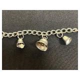 Set of 4 Assorted Charm Bracelets - Gold-Tone with Enamel Discs & Key Pendants