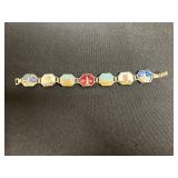 VTG Lot of Bracelets - Lissner, Jade Like Bead Bracelet & City Skyline Enamel Links and American Flag Pin