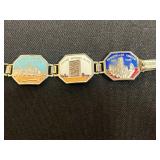 VTG Lot of Bracelets - Lissner, Jade Like Bead Bracelet & City Skyline Enamel Links and American Flag Pin