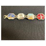 VTG Lot of Bracelets - Lissner, Jade Like Bead Bracelet & City Skyline Enamel Links and American Flag Pin