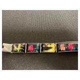 VTG Lot of Bracelets - Lissner, Jade Like Bead Bracelet & City Skyline Enamel Links and American Flag Pin