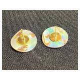 Abalone Shell Mosaic Jewelry Set in Silver Tone - Earrings & Tie Clip in Jewelry Case