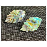 Abalone Shell Mosaic Jewelry Set in Silver Tone - Earrings & Tie Clip in Jewelry Case