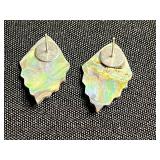 Abalone Shell Mosaic Jewelry Set in Silver Tone - Earrings & Tie Clip in Jewelry Case