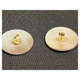 Abalone Shell Mosaic Jewelry Set in Silver Tone - Earrings & Tie Clip in Jewelry Case