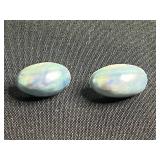 Abalone Shell Mosaic Jewelry Set in Silver Tone - Earrings & Tie Clip in Jewelry Case