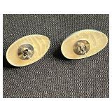 Abalone Shell Mosaic Jewelry Set in Silver Tone - Earrings & Tie Clip in Jewelry Case