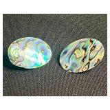 Abalone Shell Mosaic Jewelry Set in Silver Tone - Earrings & Tie Clip in Jewelry Case