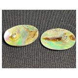 Abalone Shell Mosaic Jewelry Set in Silver Tone - Earrings & Tie Clip in Jewelry Case