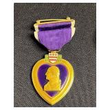 VTG Purple Heart Pin, Eagle Pin, Gold Tone Necklace w Bicentennial Pendant, Independence Pin w Ribbon