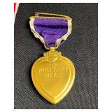 VTG Purple Heart Pin, Eagle Pin, Gold Tone Necklace w Bicentennial Pendant, Independence Pin w Ribbon