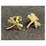 Three Pairs of Sterling Earrings, Group of Vintage Gold-Tone Earrings & Spider Stick Pin