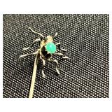 Three Pairs of Sterling Earrings, Group of Vintage Gold-Tone Earrings & Spider Stick Pin