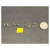 Three Pairs of Sterling Earrings, Group of Vintage Gold-Tone Earrings & Spider Stick Pin
