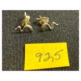 Three Pairs of Sterling Earrings, Group of Vintage Gold-Tone Earrings & Spider Stick Pin