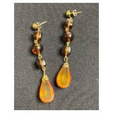 Boho Jewelry Set Inc Shell Mosaic Earrings & Coral Inlay Drop Pendants