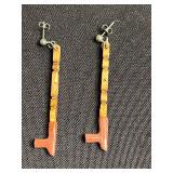 Boho Jewelry Set Inc Shell Mosaic Earrings & Coral Inlay Drop Pendants