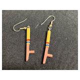 Boho Jewelry Set Inc Shell Mosaic Earrings & Coral Inlay Drop Pendants