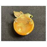 Vintage Rhinestone Brooch Set - Butterfly, Floral & Starburst in Gold-Tone Inc HAR Orange Pin