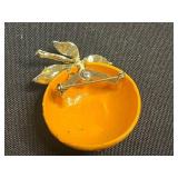 Vintage Rhinestone Brooch Set - Butterfly, Floral & Starburst in Gold-Tone Inc HAR Orange Pin
