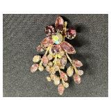 Vintage Rhinestone Brooch Set - Butterfly, Floral & Starburst in Gold-Tone Inc HAR Orange Pin