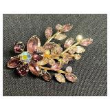 Vintage Rhinestone Brooch Set - Butterfly, Floral & Starburst in Gold-Tone Inc HAR Orange Pin