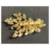 Vintage Rhinestone Brooch Set - Butterfly, Floral & Starburst in Gold-Tone Inc HAR Orange Pin