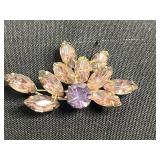 Vintage Rhinestone Brooch Set - Butterfly, Floral & Starburst in Gold-Tone Inc HAR Orange Pin