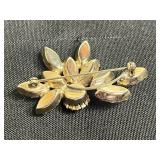 Vintage Rhinestone Brooch Set - Butterfly, Floral & Starburst in Gold-Tone Inc HAR Orange Pin
