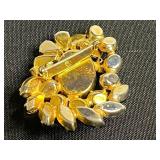 Vintage Gold-Tone Jewelry - Black Enamel Flower Brooch, Red Rose Pin & Floral Pendant