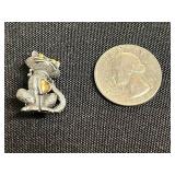 Vintage Gold-Tone Cat Brooches with Pink Cabochon Pin & Earring Set