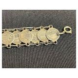 Two 12K GF Bracelets, Vintage Paris Tour Eiffel Medallion Charm Bracelet Set, Gold Tone Hawaii Charm Bracelet
