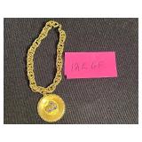 Two 12K GF Bracelets, Vintage Paris Tour Eiffel Medallion Charm Bracelet Set, Gold Tone Hawaii Charm Bracelet