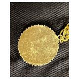 Two 12K GF Bracelets, Vintage Paris Tour Eiffel Medallion Charm Bracelet Set, Gold Tone Hawaii Charm Bracelet