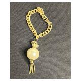 Two 12K GF Bracelets, Vintage Paris Tour Eiffel Medallion Charm Bracelet Set, Gold Tone Hawaii Charm Bracelet
