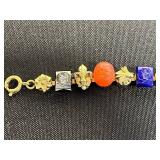 VTG Charm Bracelets with Florida Theme, Floral Charm & Glass Beads - Mixed Metals