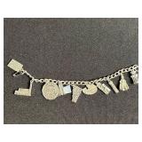 VTG Charm Bracelets with Florida Theme, Floral Charm & Glass Beads - Mixed Metals