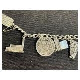 VTG Charm Bracelets with Florida Theme, Floral Charm & Glass Beads - Mixed Metals